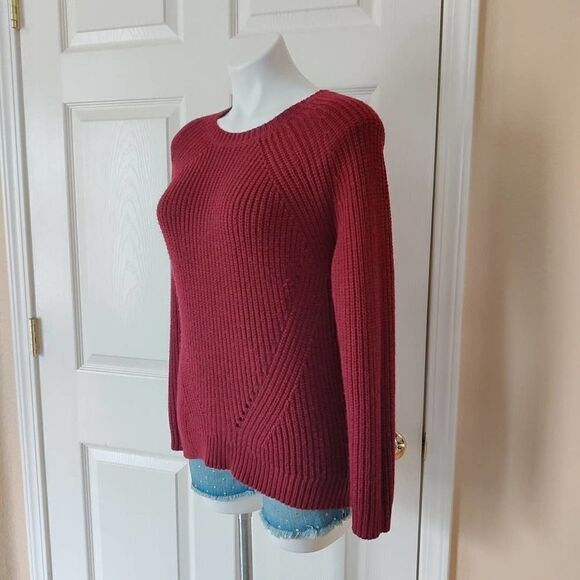 Sienna Sky ribbed burgundy pullover sweater sz M - Picture 4 of 8